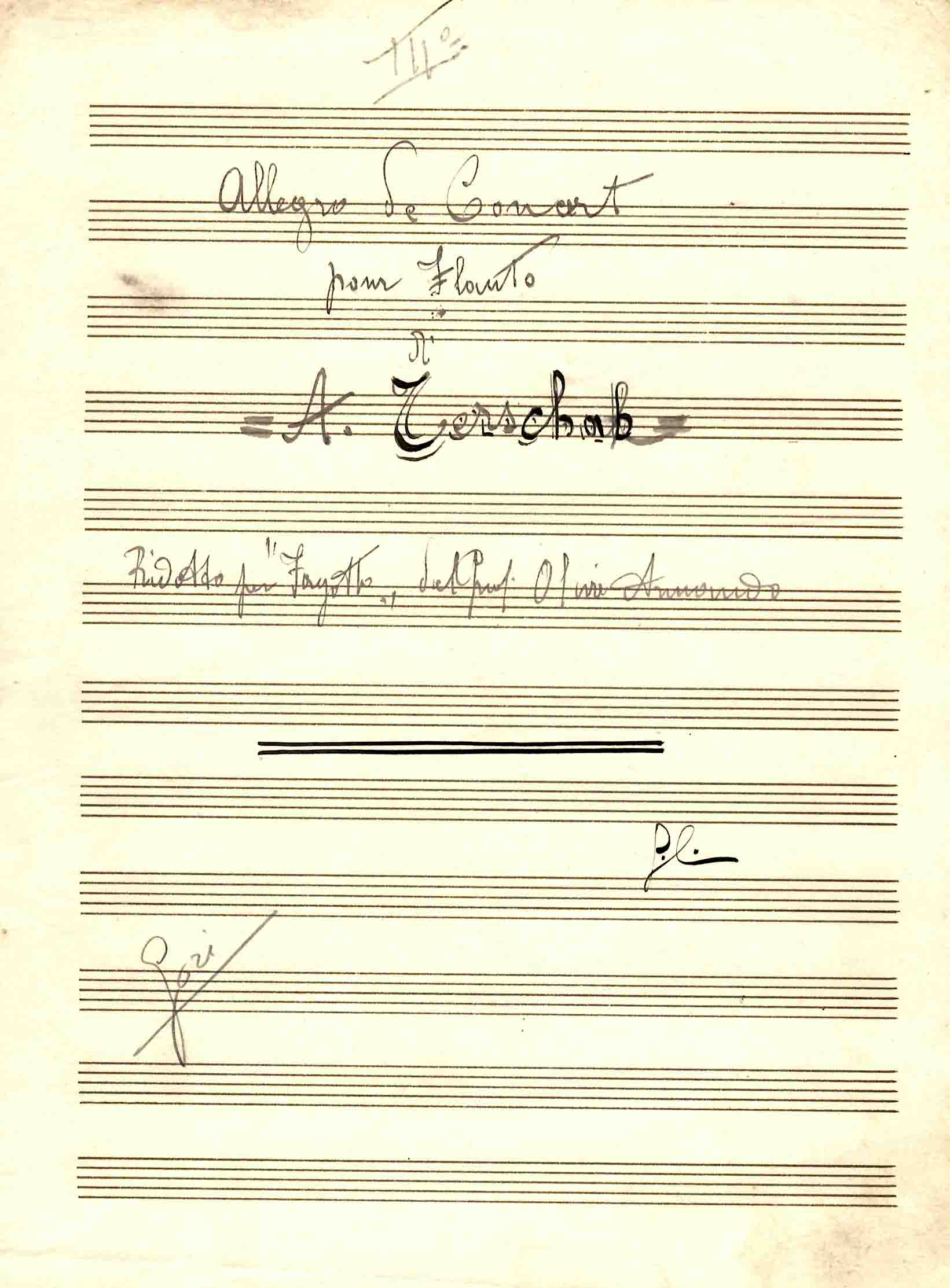 Allegro de Concert pour Flauto di A. Terschab. Ridotto per fagotto dal prof. Armando Oliva